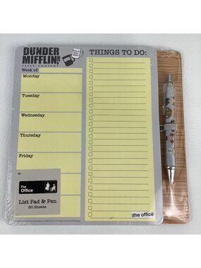 The Office List Pad Pen Set Dundler Mifflin Daily Planner Stationary Notepad